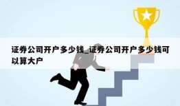 证券公司开户多少钱_证券公司开户多少钱可以算大户