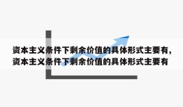 资本主义条件下剩余价值的具体形式主要有,资本主义条件下剩余价值的具体形式主要有