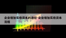 企业增加实收资本的途径-企业增加实收资本流程