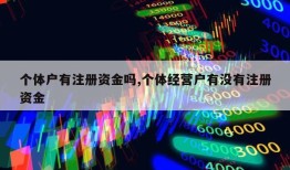 个体户有注册资金吗,个体经营户有没有注册资金