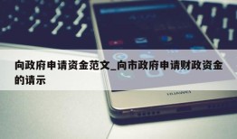 向政府申请资金范文_向市政府申请财政资金的请示