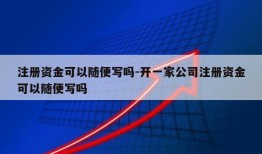 注册资金可以随便写吗-开一家公司注册资金可以随便写吗