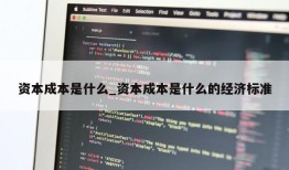 资本成本是什么_资本成本是什么的经济标准