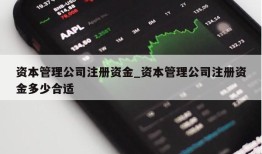 资本管理公司注册资金_资本管理公司注册资金多少合适