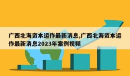 广西北海资本运作最新消息,广西北海资本运作最新消息2023年案例视频