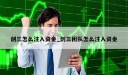 剑三怎么注入资金_剑三团队怎么注入资金