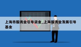 上海市服务业引导资金_上海服务业发展引导基金