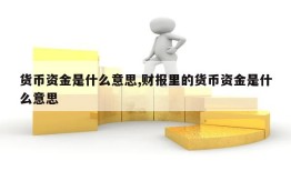 货币资金是什么意思,财报里的货币资金是什么意思