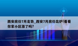 西安房价7月走势_西安7月房价出炉!看看你家小区涨了吗?