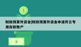 财政预算外资金|财政预算外资金申请开立专用存款账户