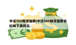 中证500期货指数|中证500期货指数合约如下表所示