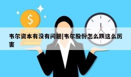 韦尔资本有没有问题|韦尔股份怎么跌这么厉害