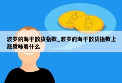 波罗的海干散货指数_波罗的海干散货指数上涨意味着什么