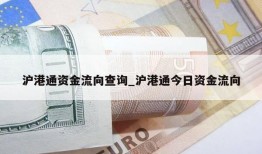 沪港通资金流向查询_沪港通今日资金流向