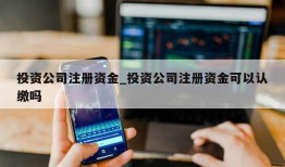 投资公司注册资金_投资公司注册资金可以认缴吗