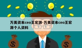 万美资本ceo王宏源-万美资本ceo王宏源个人资料