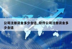 公司注册资金多少合适_软件公司注册资金多少合适