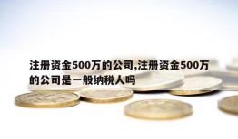 注册资金500万的公司,注册资金500万的公司是一般纳税人吗