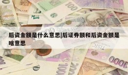 后资金额是什么意思|后证券额和后资金额是啥意思