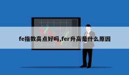 fe指数高点好吗,fer升高是什么原因