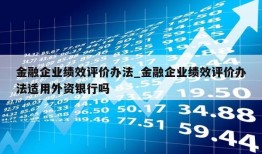 金融企业绩效评价办法_金融企业绩效评价办法适用外资银行吗