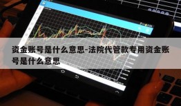 资金账号是什么意思-法院代管款专用资金账号是什么意思