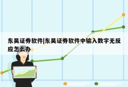 东吴证券软件|东吴证券软件中输入数字无反应怎么办