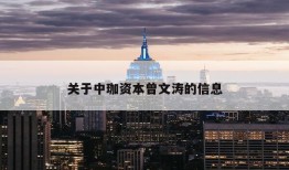 关于中珈资本曾文涛的信息