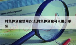 村集体资金使用办法,村集体资金可以用于哪些