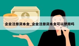 企业注册资本金_企业注册资本金可以使用吗