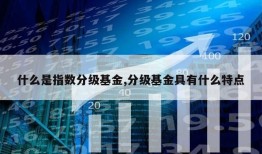 什么是指数分级基金,分级基金具有什么特点