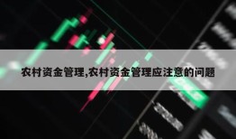 农村资金管理,农村资金管理应注意的问题