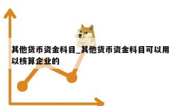 其他货币资金科目_其他货币资金科目可以用以核算企业的