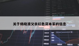 关于杨晓渡父亲红色资本家的信息