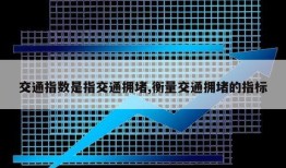 交通指数是指交通拥堵,衡量交通拥堵的指标