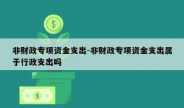 非财政专项资金支出-非财政专项资金支出属于行政支出吗