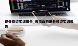 证券投资实训报告_云南白药证券投资实训报告