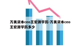 万美资本ceo王宏源学历-万美资本ceo王宏源学历多少