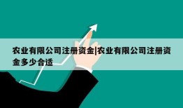 农业有限公司注册资金|农业有限公司注册资金多少合适