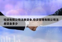 投资有限公司注册资金,投资管理有限公司注册资金多少