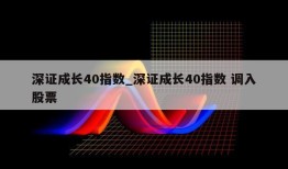 深证成长40指数_深证成长40指数 调入股票