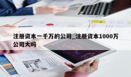 注册资本一千万的公司_注册资本1000万公司大吗