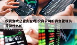 投资金大总管安全吗|投资公司的资金管理员是做什么的