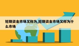 短期资金市场又称为,短期资金市场又称为什么市场