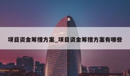 项目资金筹措方案_项目资金筹措方案有哪些