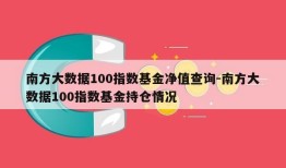 南方大数据100指数基金净值查询-南方大数据100指数基金持仓情况