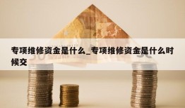 专项维修资金是什么_专项维修资金是什么时候交