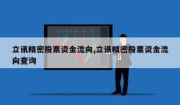 立讯精密股票资金流向,立讯精密股票资金流向查询