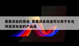 募集资金的用途_募集资金用途可以用于补充项目资本金的产品是