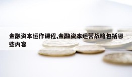 金融资本运作课程,金融资本运营战略包括哪些内容